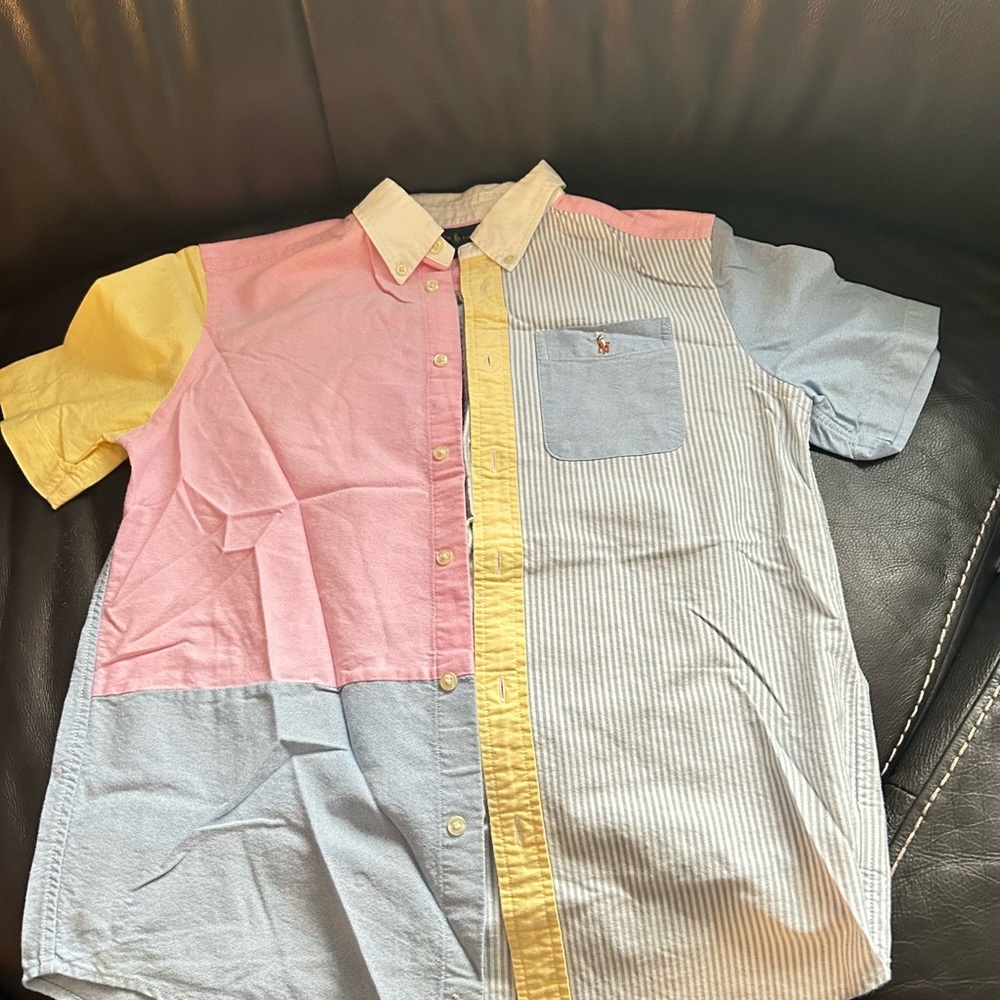 Polo by Ralph Lauren Pink and Yellow Button Down Shirt